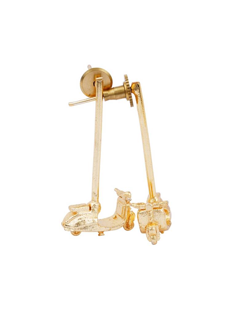Anti-Tarnish 22Kt Gold-Plated Monstera Sui-Dhaga Earrings : EC14012