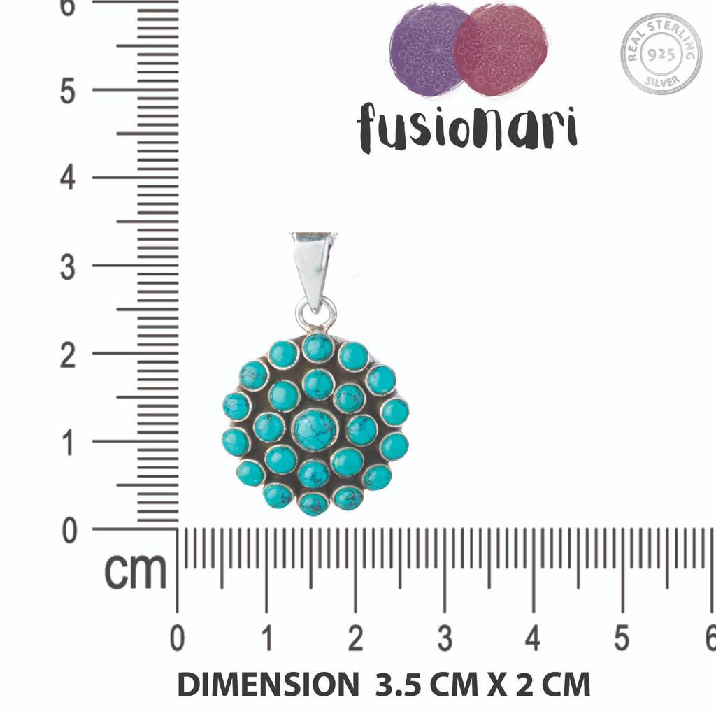 925 Sterling Silver Turquoise Pendant With 18 Inch Chain | Gemstone Pendant Necklace | Handmade Jewelry Gift : FU-0755