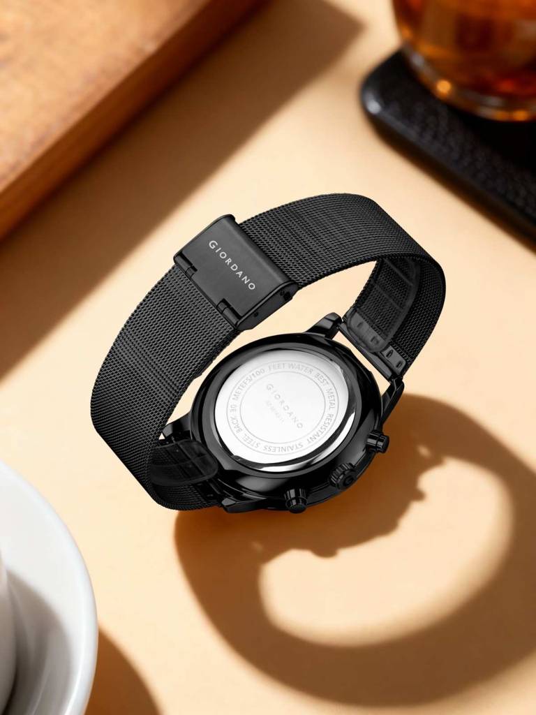 Giordano Formal Chronograph Watch For Men With Round Dial, Mesh Metal Strap, And Date Display : GZ-50183-11