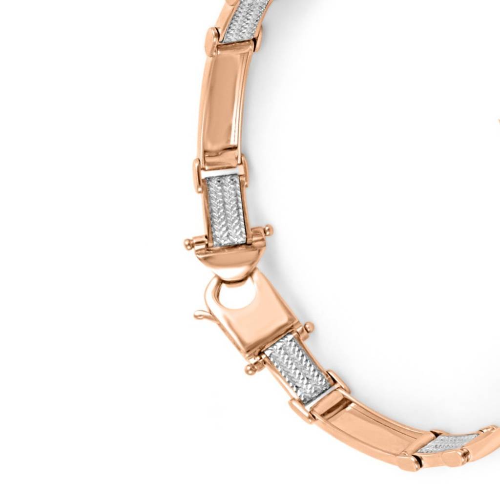 Classic Rhodium & Rose Gold Plated 925 Sterling Silver Men'S Bracelet : M-BR-80453-85-RRG