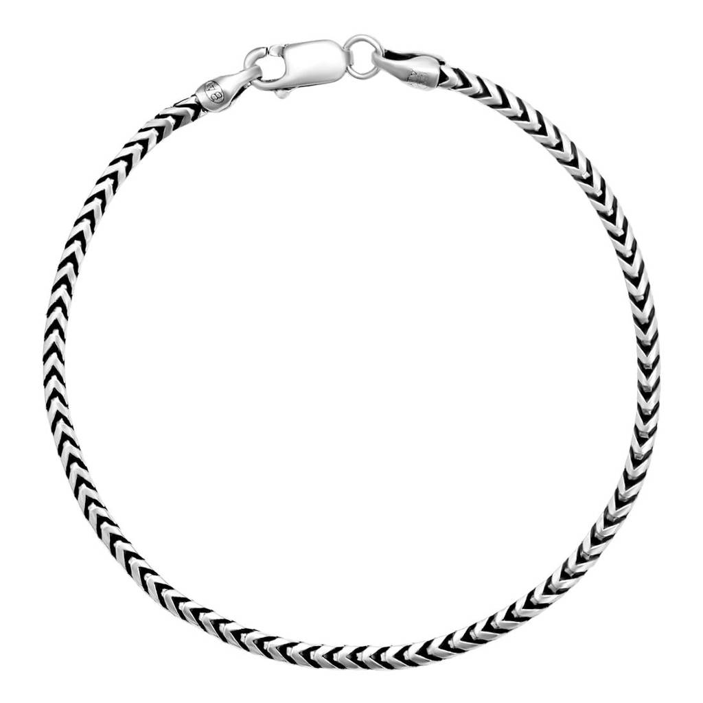 Dual Tone 925 Sterling Silver Men'S Chain Bracelet (One Size) : BR-80410-R