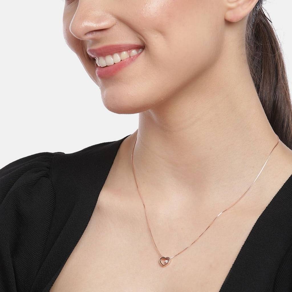 Elegant Heart Cz 925 Sterling Silver Necklace : NL-30123
