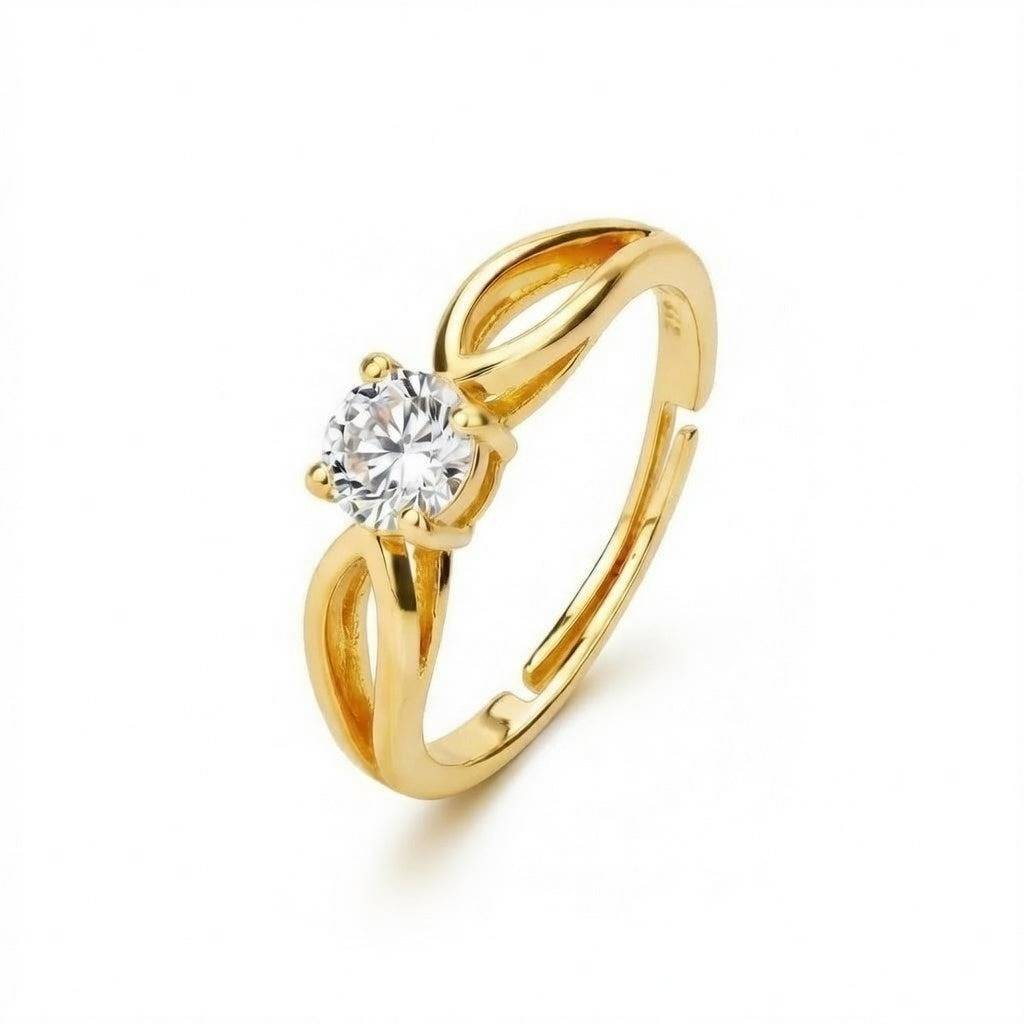 Minimal Solitaire Gold Plated Adjustable Ring : RNG-40435-G