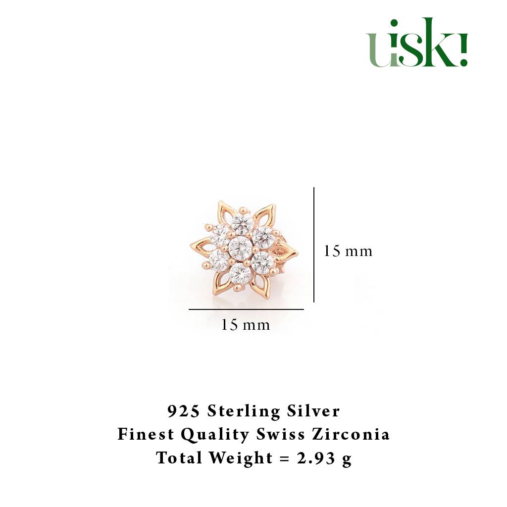 Iski Uski 925 Sterling Silver Floral Cluster Drop Earrings