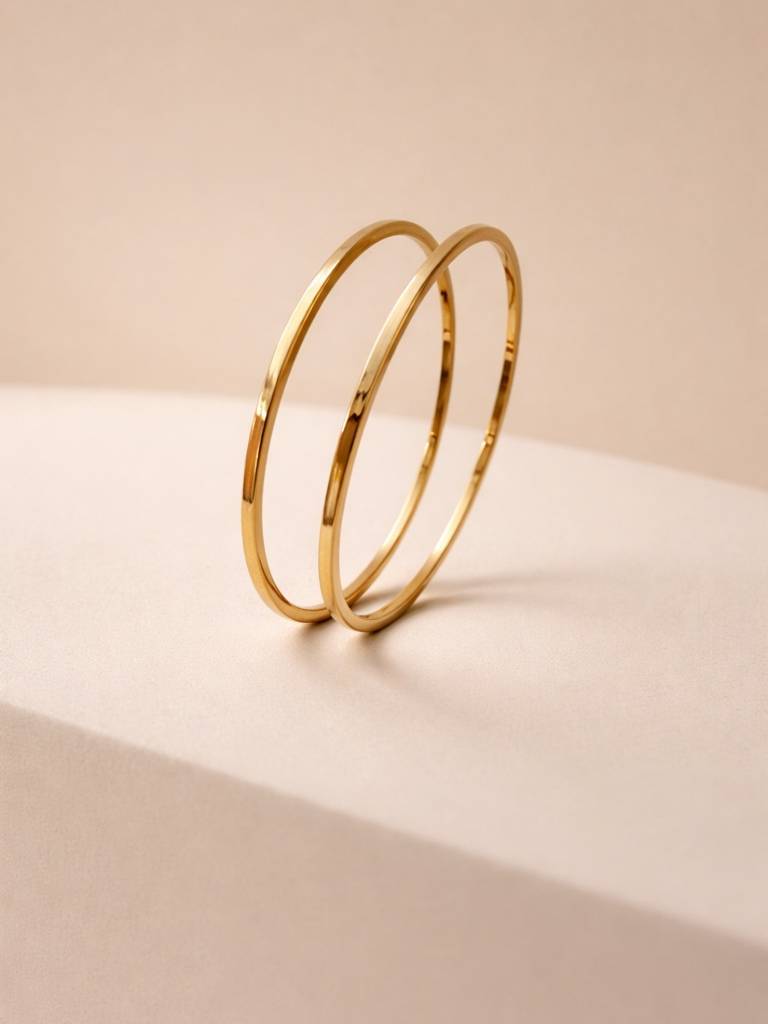 18K Gold Plain Thin Bangle – Anti Tarnish Stackable Bracelet : ATB799PTB