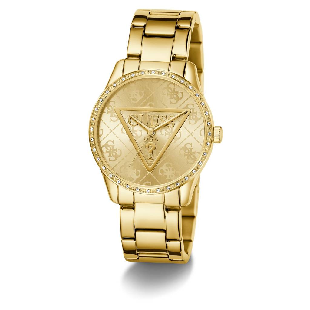 Guess Round 36Mm Champagne Dial Analog Women Watch - Gw0987L2 : GW0987L2