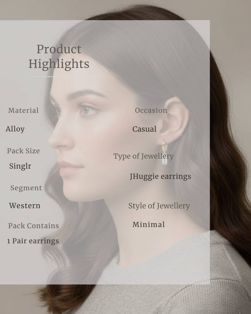 Birthstone Earrings For Women | Premium Baguette Huggies | April: Faux Diamond : CJST201141404DW