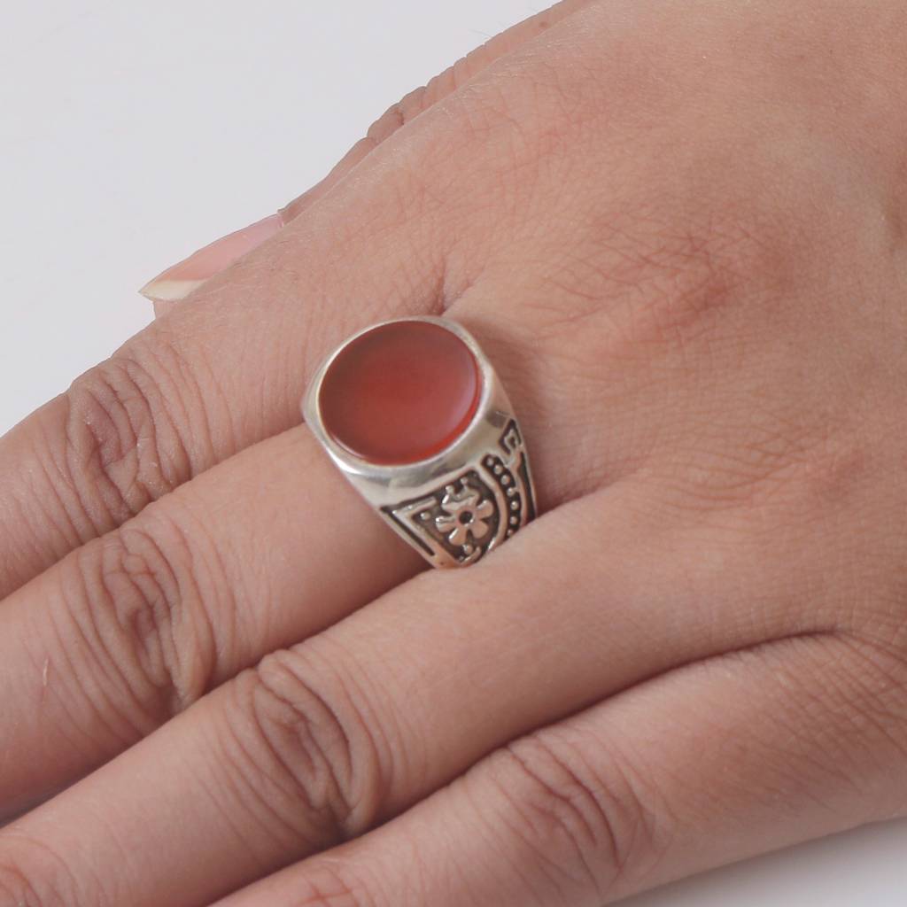 925 Sterling Silver Carnelian Ring For Women | Handmade Timeless Jewelry | Unique Healing Crystal Design | One Piece : FU-0306