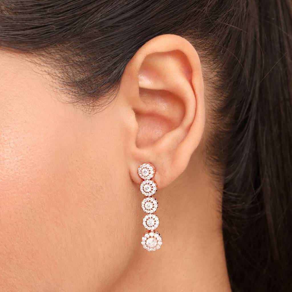 Flowing Elegance Rose Gold Plated 925 Sterling Silver Earrings : EAR-20858-RG