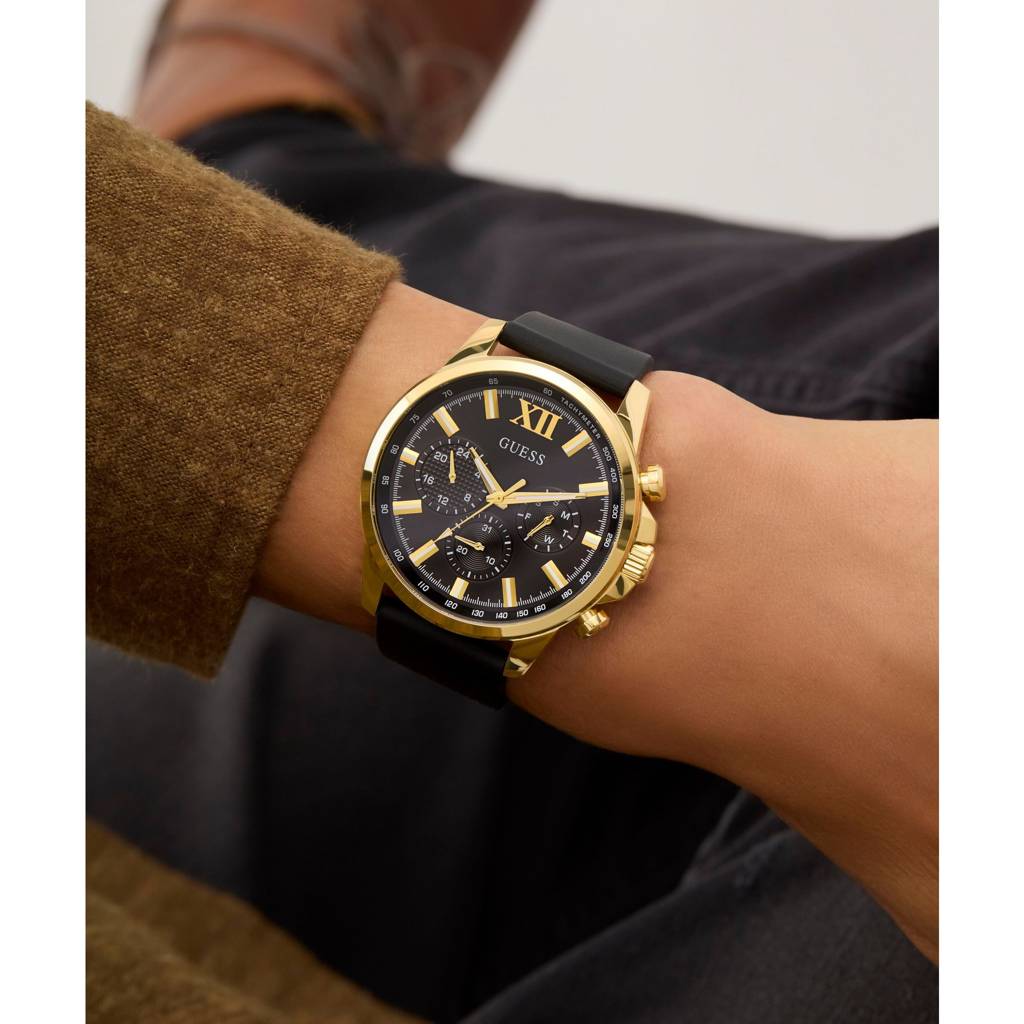 Guess Round 44Mm Black Dial Analog Men Watch - Gw0913G2 : GW0913G2