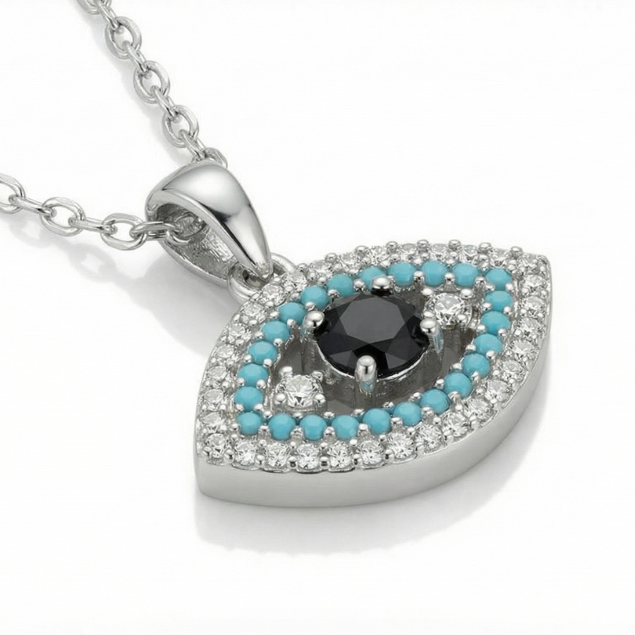 Mini Black Evil Eye Necklace For Women | Protective Minimal Evil Eye Pendant Jewellery : 6233182624