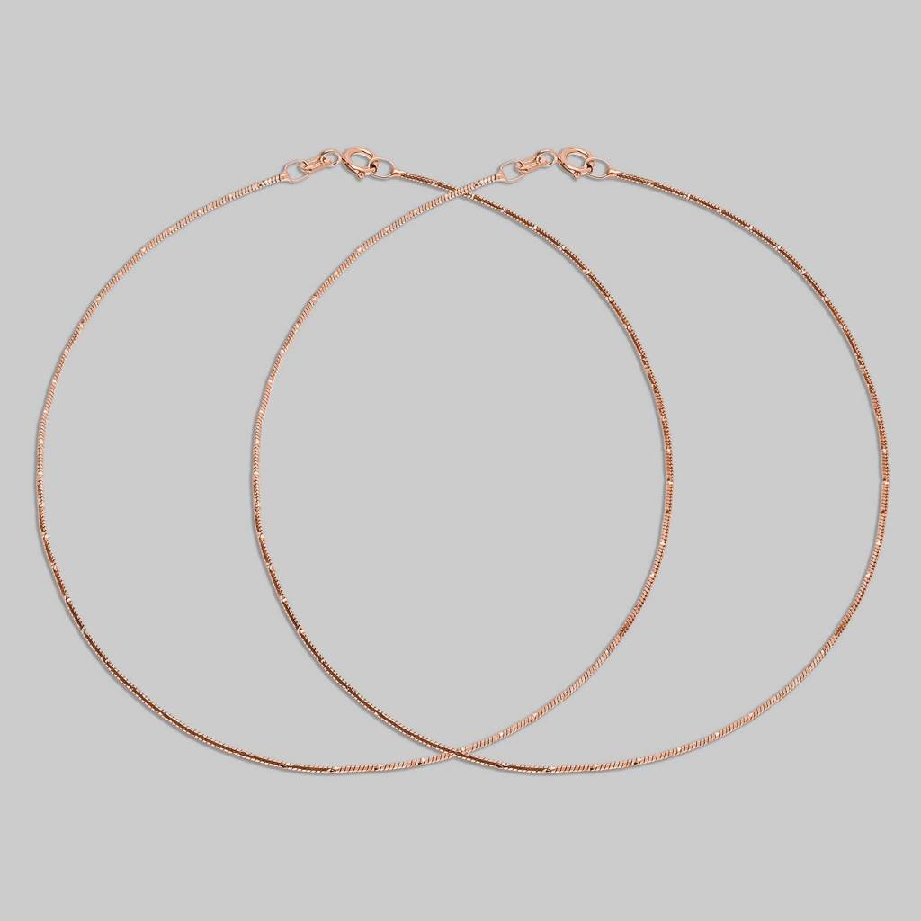 Gleaming Chains Rose Gold-Plated 925 Sterling Silver Anklet : ANK-60020-PAIR-RG
