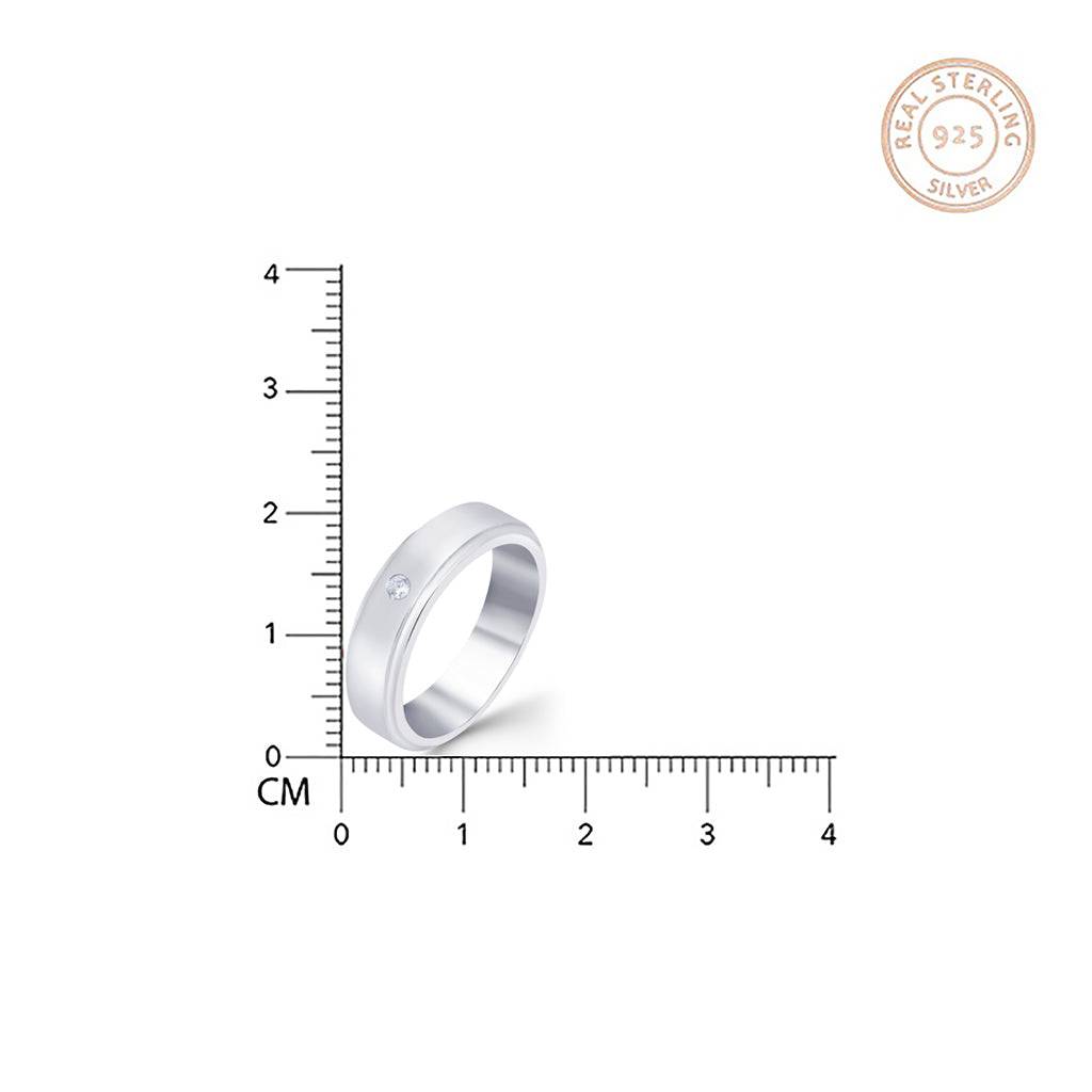 Silver Zircon Men'S Band : ZLR-1030