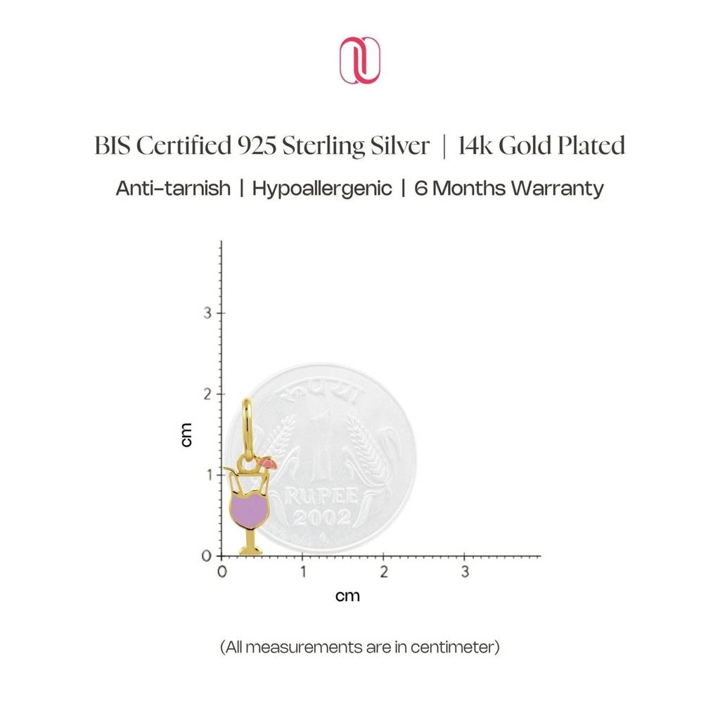 925 Sterling Silver Wine Glass Charm For Women | Jump Ring | Gift For Women And Girls | With Certificate Of Auth : ACC00189-RH