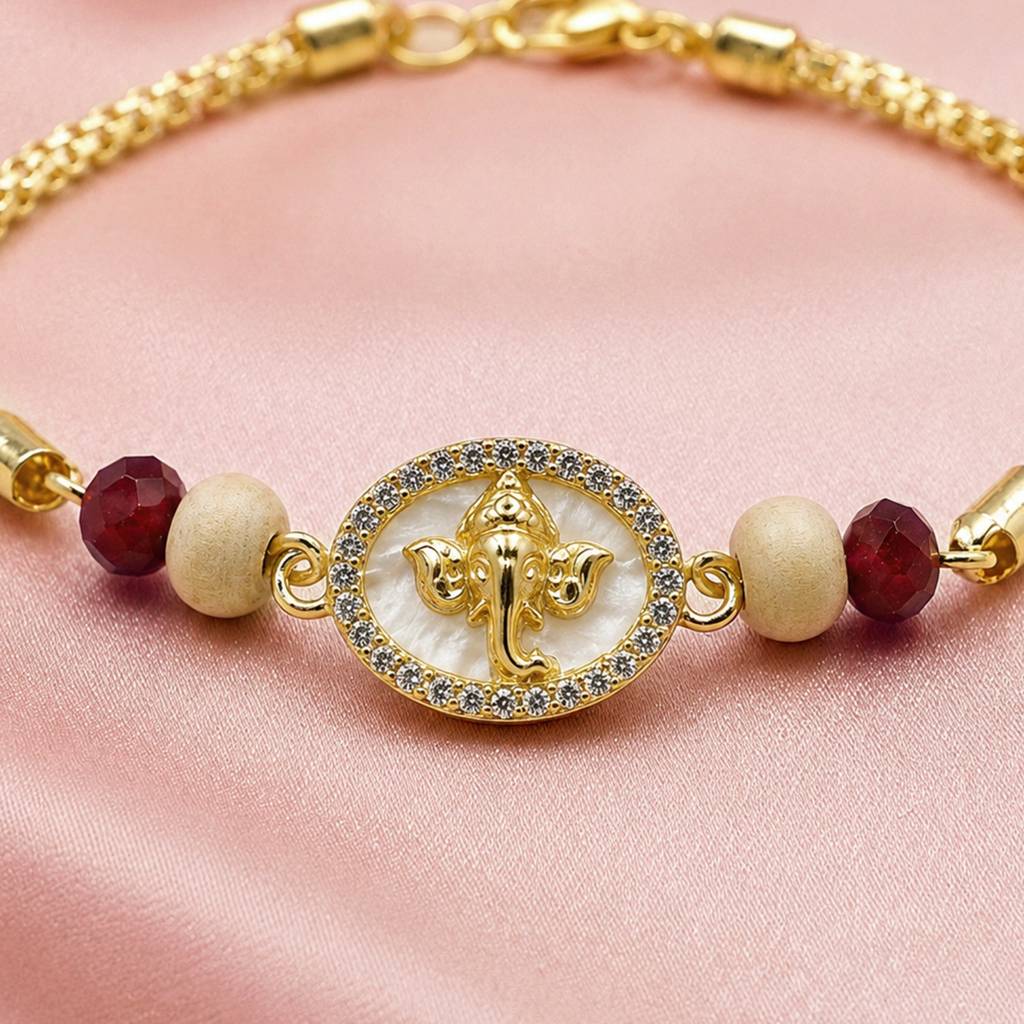 Premium Lord Ganesha Bracelet Rakhi For Brother : JW-HSPS60MB2264