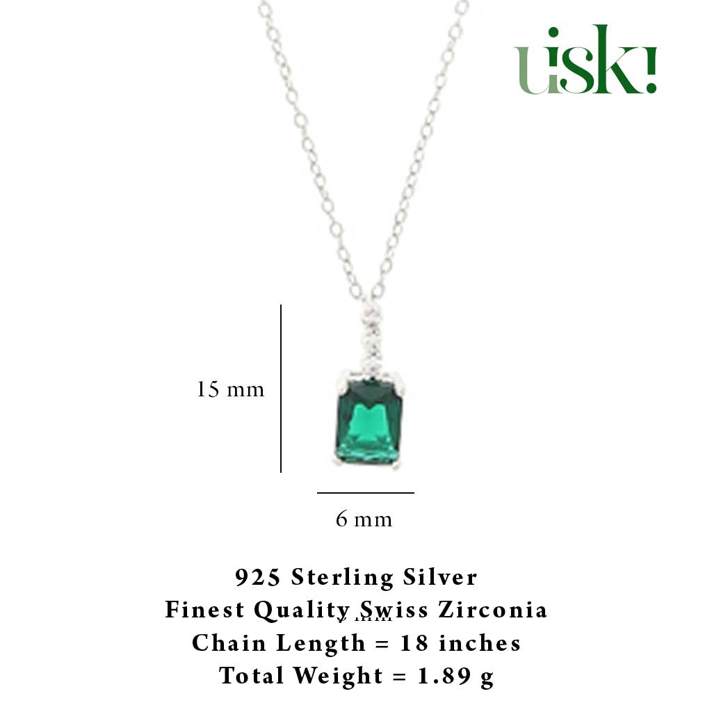 Iski Uski 925 Sterling Silver Victoria Emerald Pendant