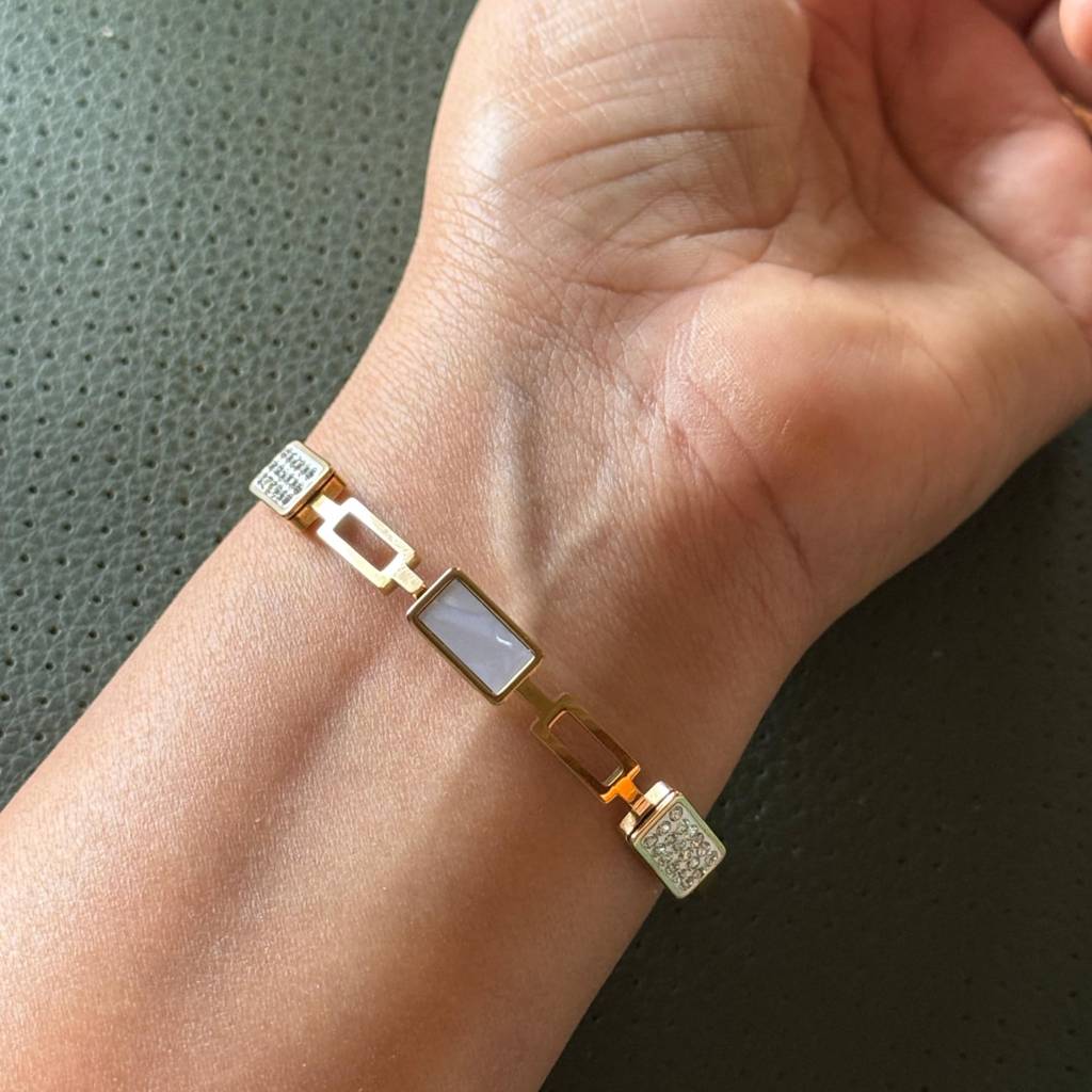 White Stone Diamond Bracelet : BR_SS_CB06_gld