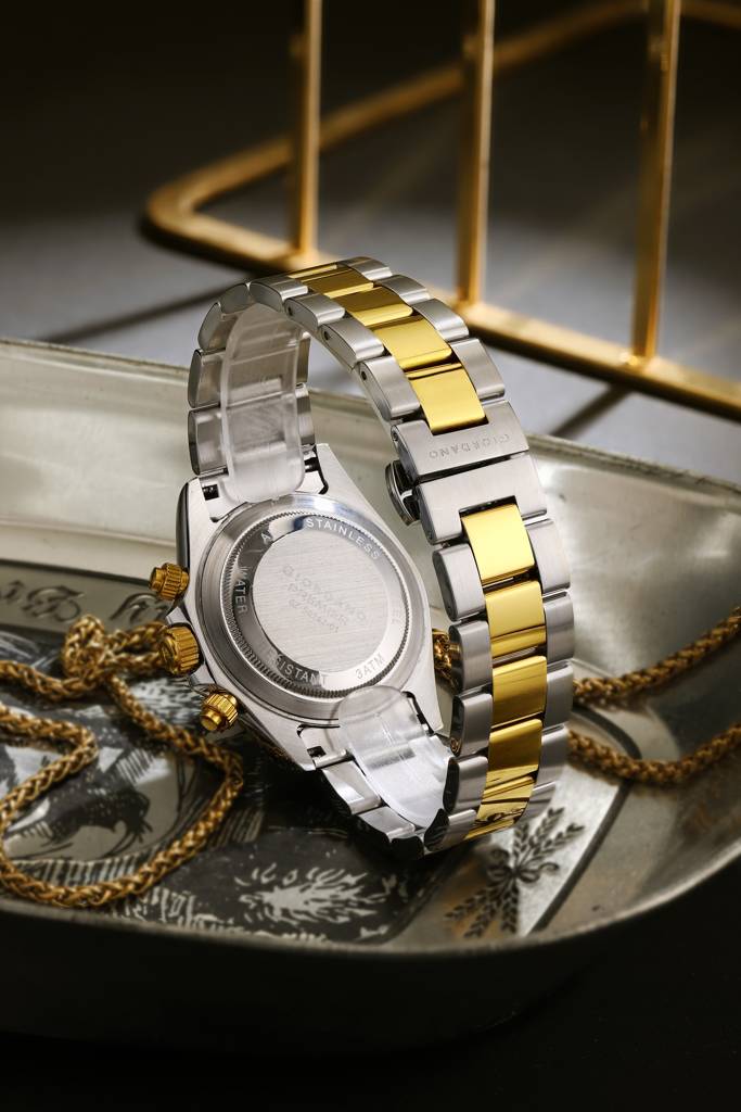 Premier Eleganza Collection Chronograph Analog Quartz Watch For Men With Round Sunray Dial, Three Sub-Dials, Cry : GZ-50242-01