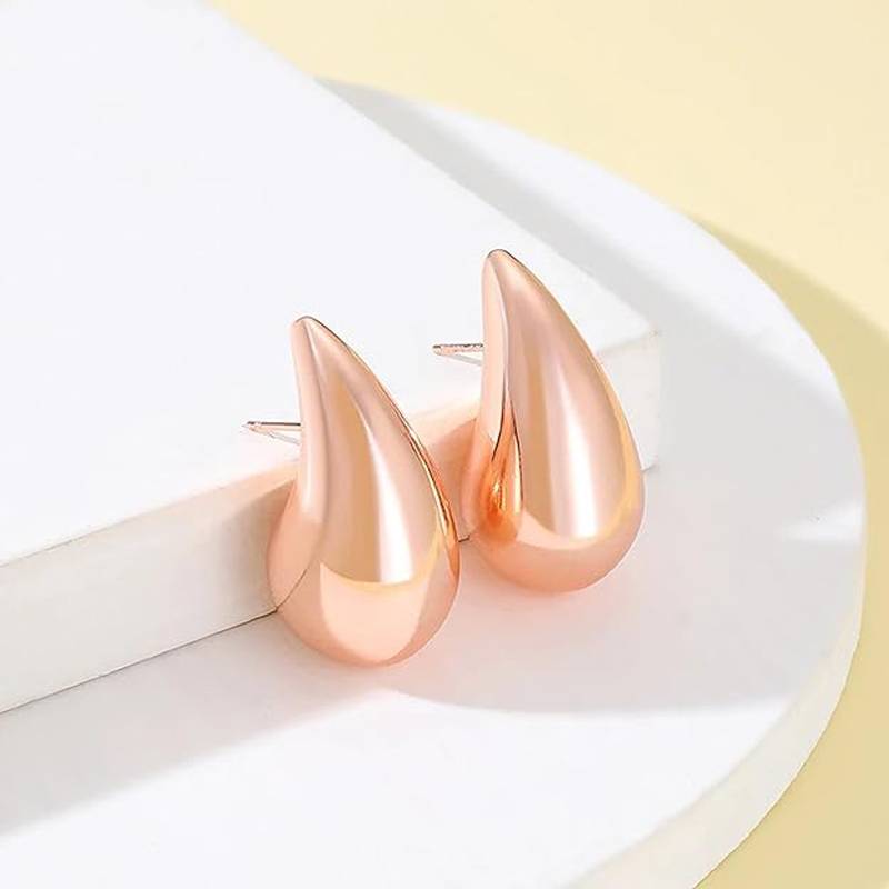 925 Pure Silver Rose Gold Tear Drop Stud Earrings | Small Cute Studs : TWP1142