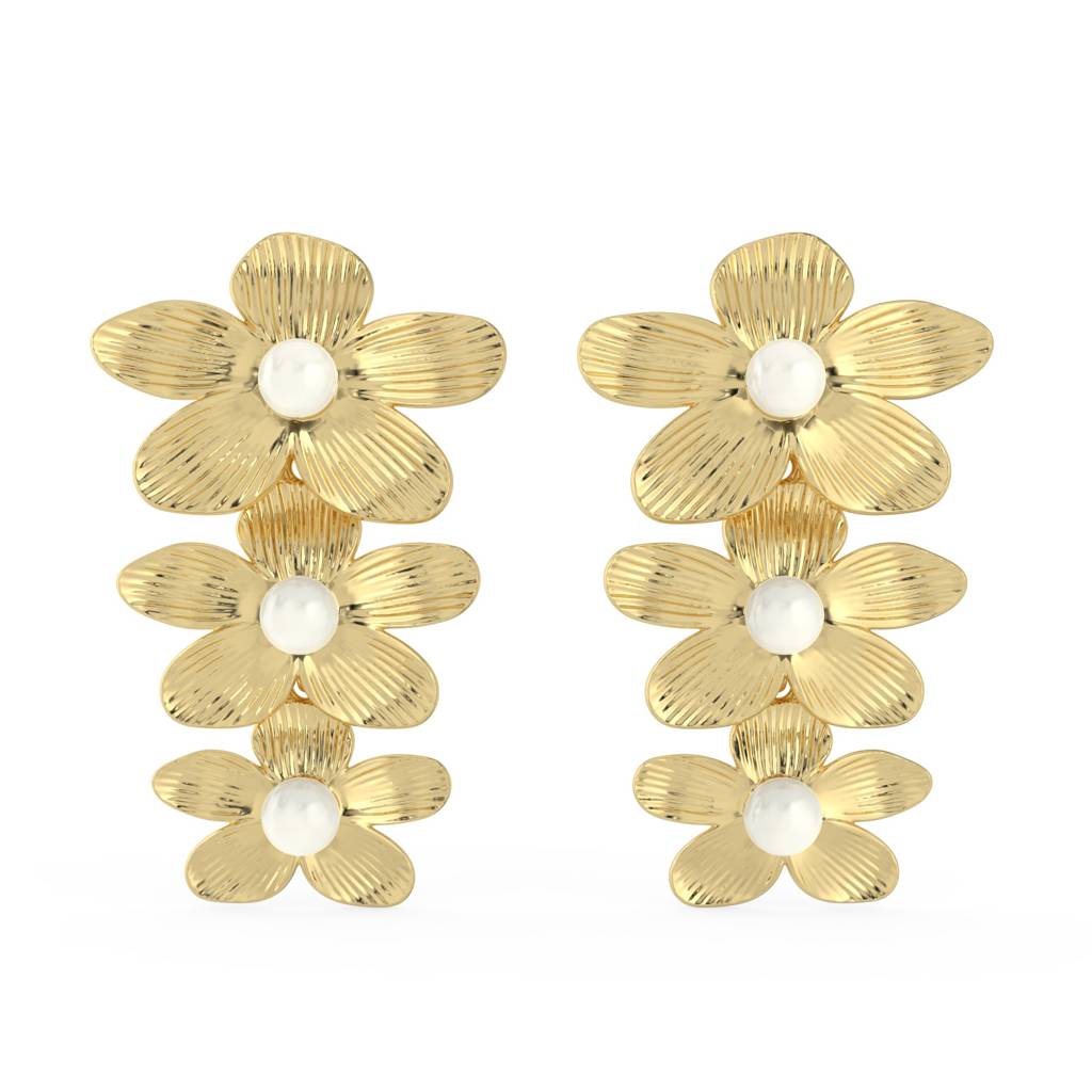 Three Drop Freshwater Pearl Earrings : ERG-3-DRP-PRL