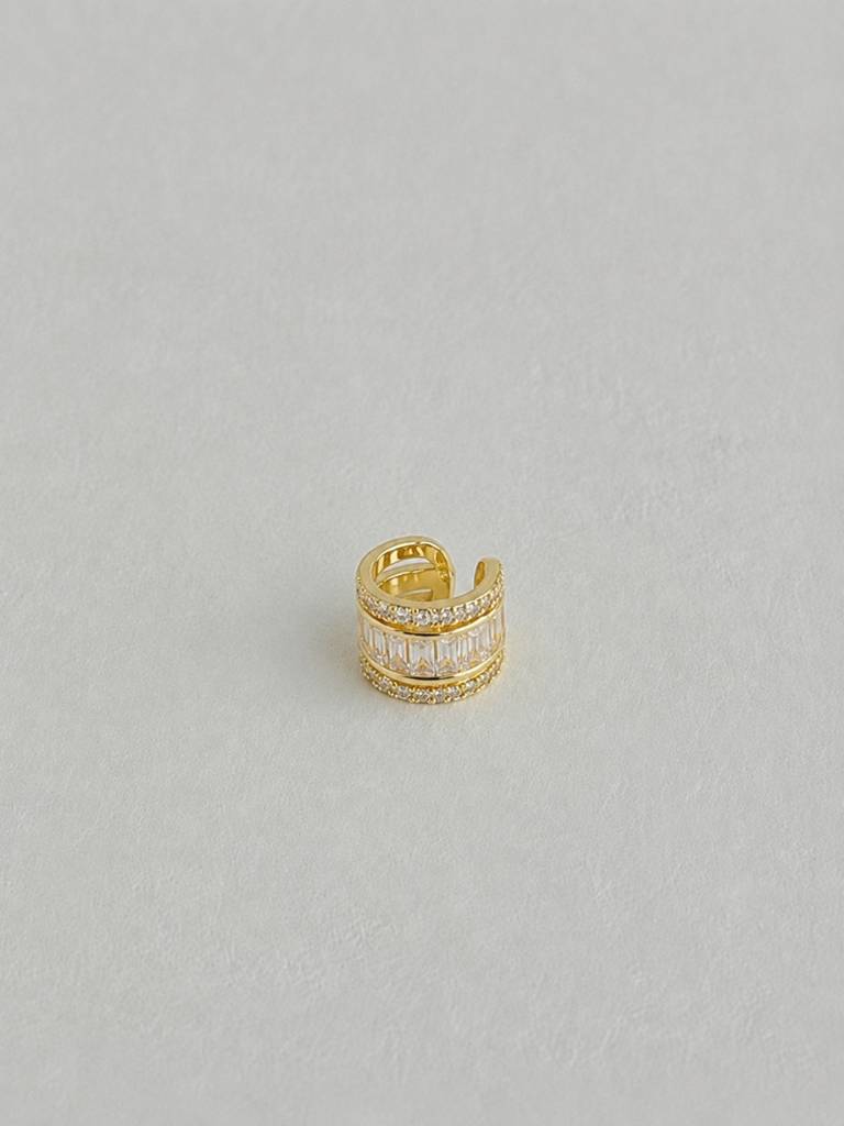 Triple Row Cz Ear Cuff | 18K Gold Plated Anti-Tarnish Ear Clip : ATE887LCE