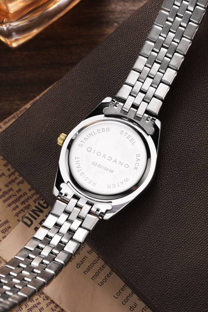 Giordano Analog Watch For Men - Dual-Tone Stainless Steel Strap, Crystal Indices And Fluted Bezel : GZ-50139-66