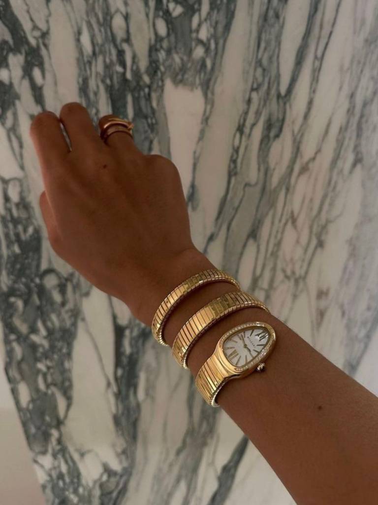 Spiral Serpenti Gold Watch-Style Bracelet With Cz Stones : WA723SSW