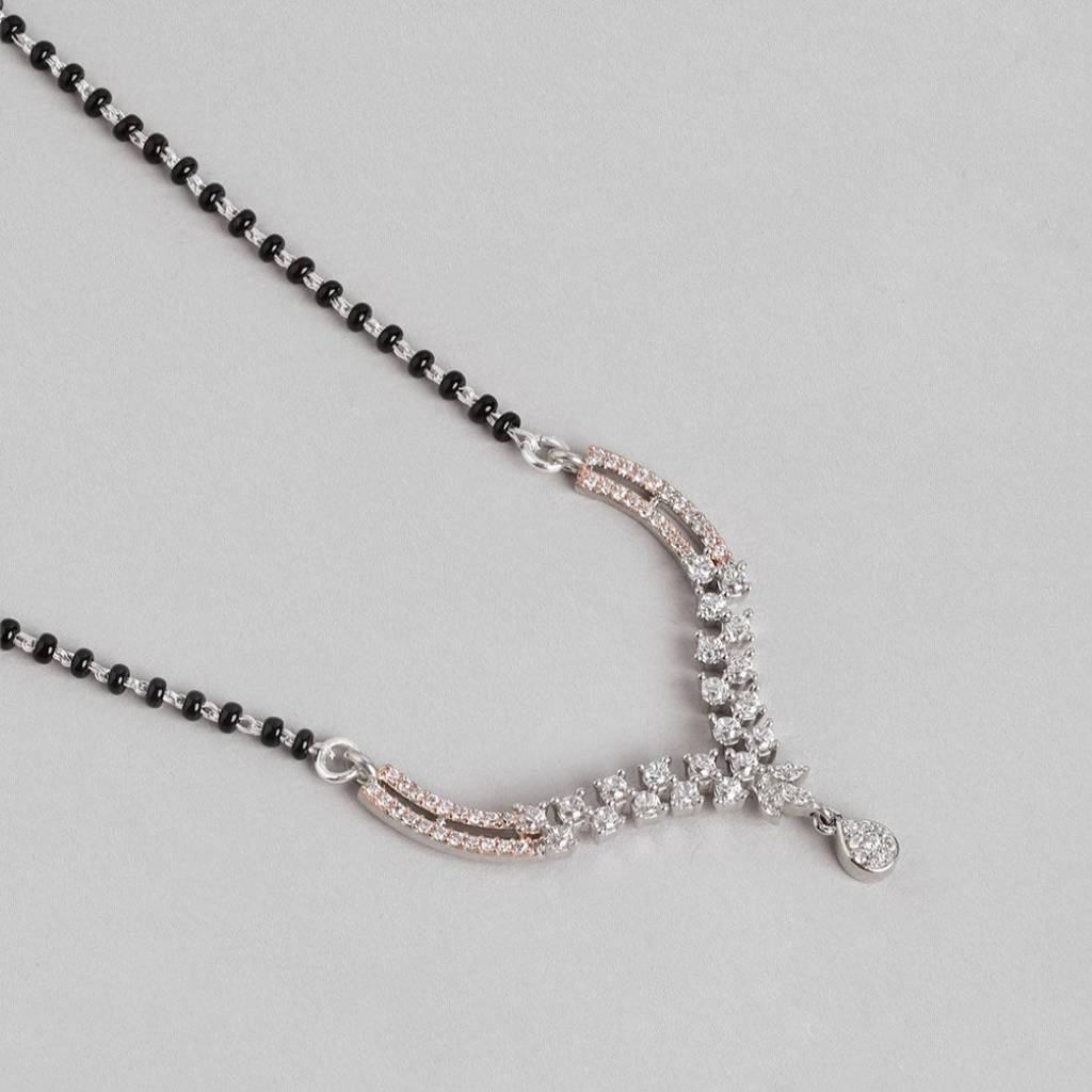 Dual Tone Radiance Cz 925 Sterling Silver Mangalsutra : MGS-10067-C-RRG