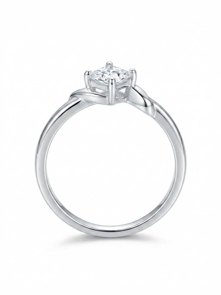 925 Pure Silver Solis Solitaire Rhodium Plated Zircon Ring : LR1371