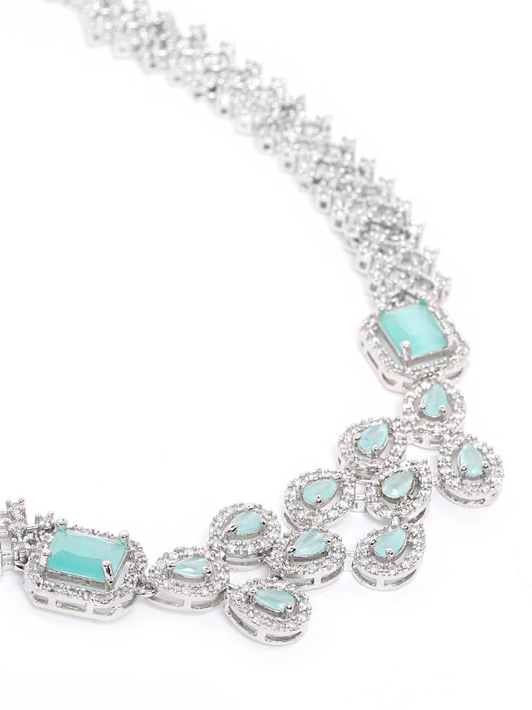 Ad Studded Leaf Necklace Setâ : AD135MINT
