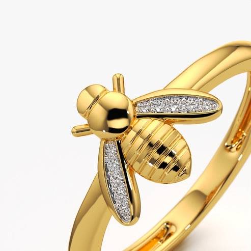 18K Gold Vermeil Styles Honeybee Ring For Women| Valentine Gift Jewellery : KRO0090-Gold-5