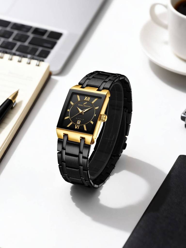Daniel Hechter Paris Gallieni Collection Vintage Analog Watch For Men - Rectangular Dial With Roman Numerals, Dat : DHM1029-11