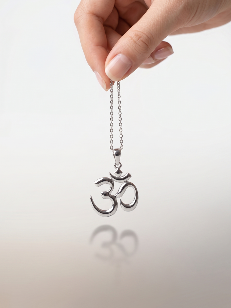 925 Sterling Silver Religious Om Pendant : STP184-15