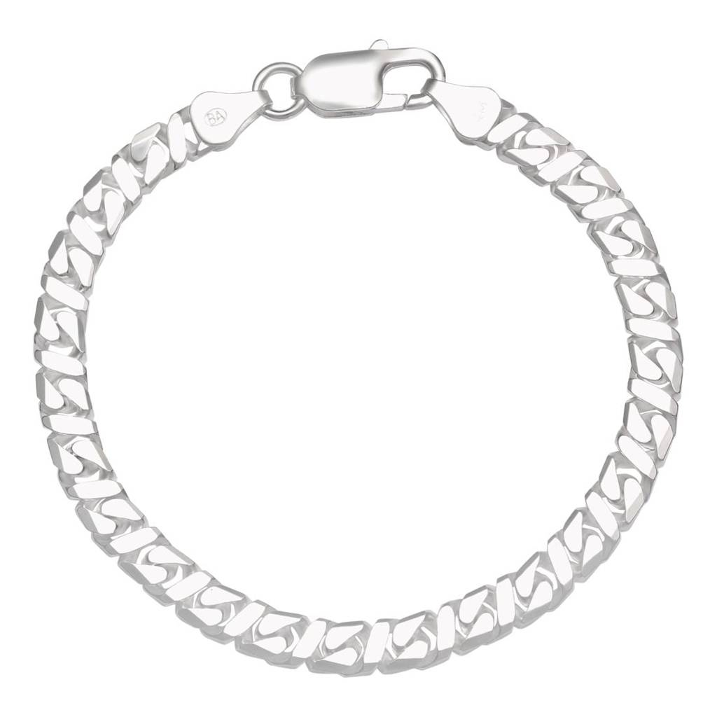 Bold Silver-Plated 925 Sterling Silver Men'S Curb Chain Bracelet (One Size) : BR-80418-S