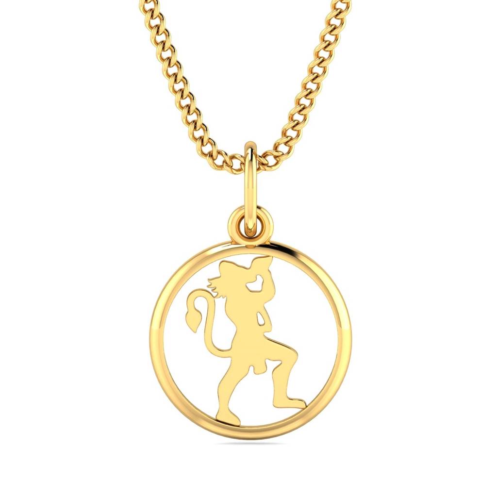 9K Yellow Gold Hanuman Gold Rakhi Cum Pendant : RA2093_9K