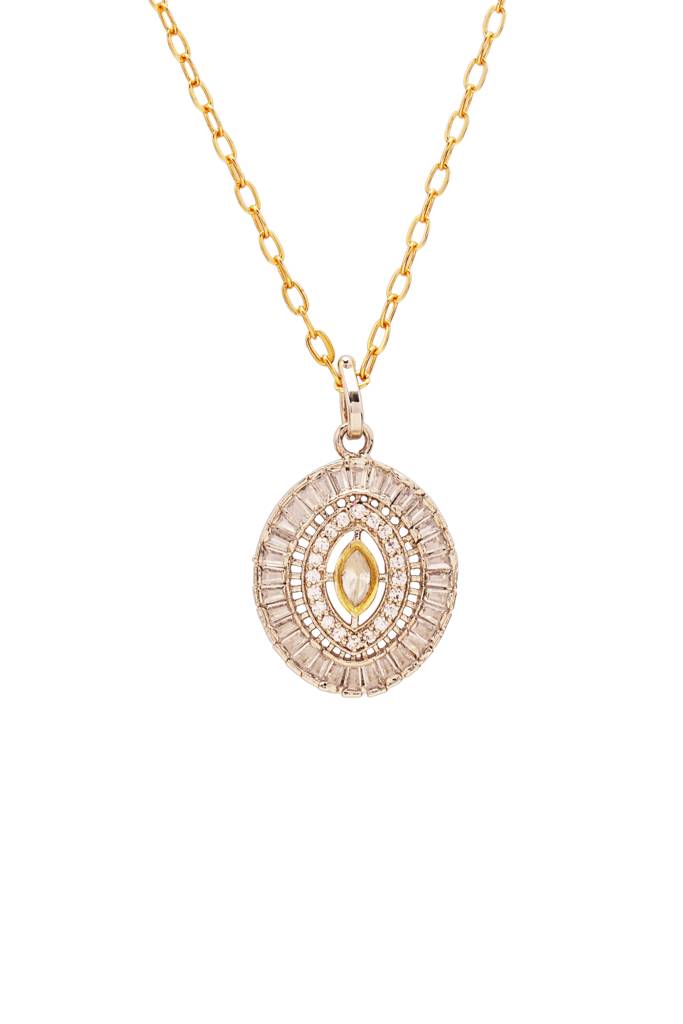 22Kt Gold-Plated Marquise Pendant Set : PE20057