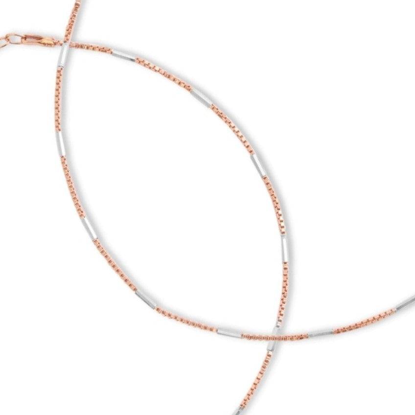 Dual Tone Elegance 925 Sterling Silver Anklet With Box Chain : ANK-60363-PAIR-RRG