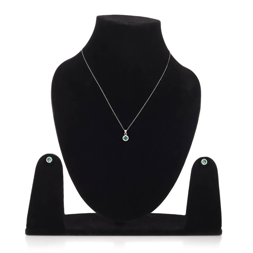 Iski Uski 925 Sterling Silver Evara Emerald Pendant Set