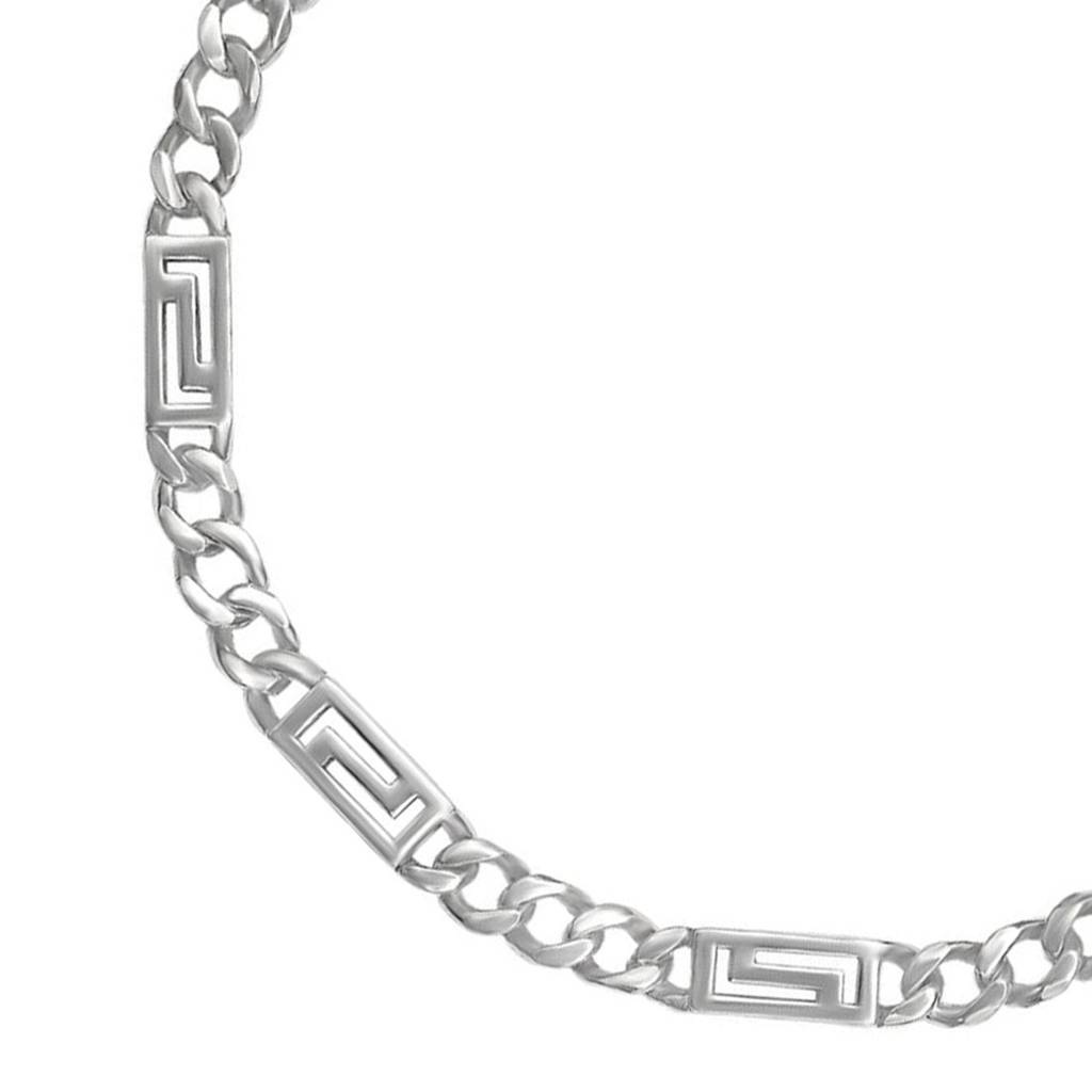 Bold Rhodium Plated 925 Sterling Silver Chain Men'S Bracelet : BR-80412-R