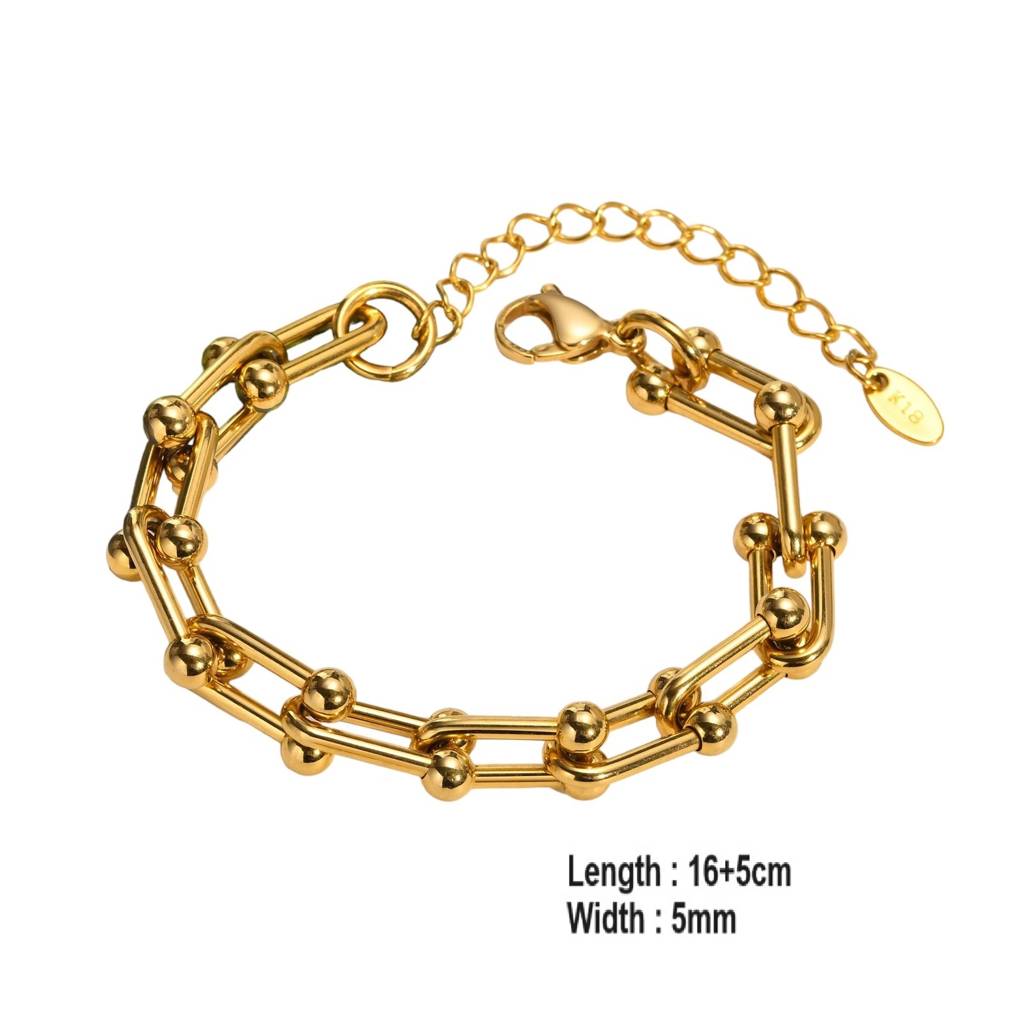 18K Plated U Shaped Chain Link Bracelet : ATO0624B005G