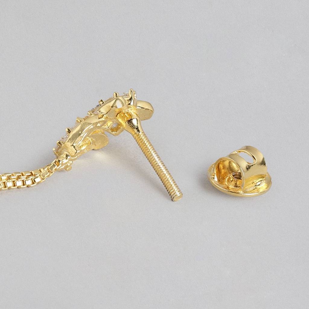 Chic Glitter Gold-Plated 925 Sterling Silver Drop Earrings : EAR-20457-G