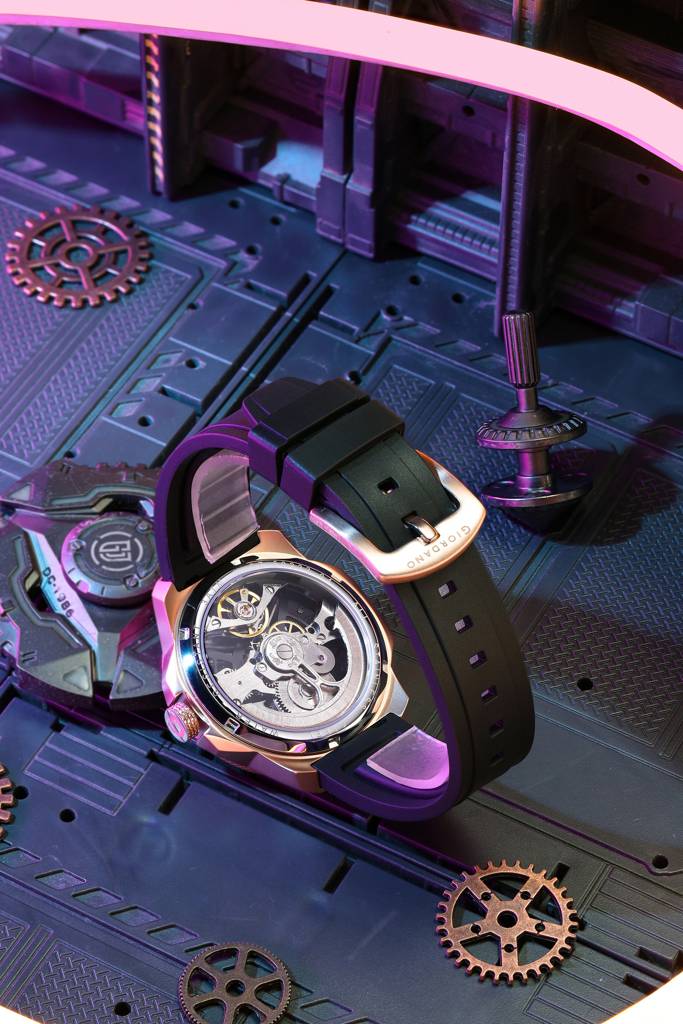 Premier Xapphire Collection Automatic Watch For Men With Round Skeleton Dial, Exposed-Gear Design, Luminous Hand : GZ-50232-04