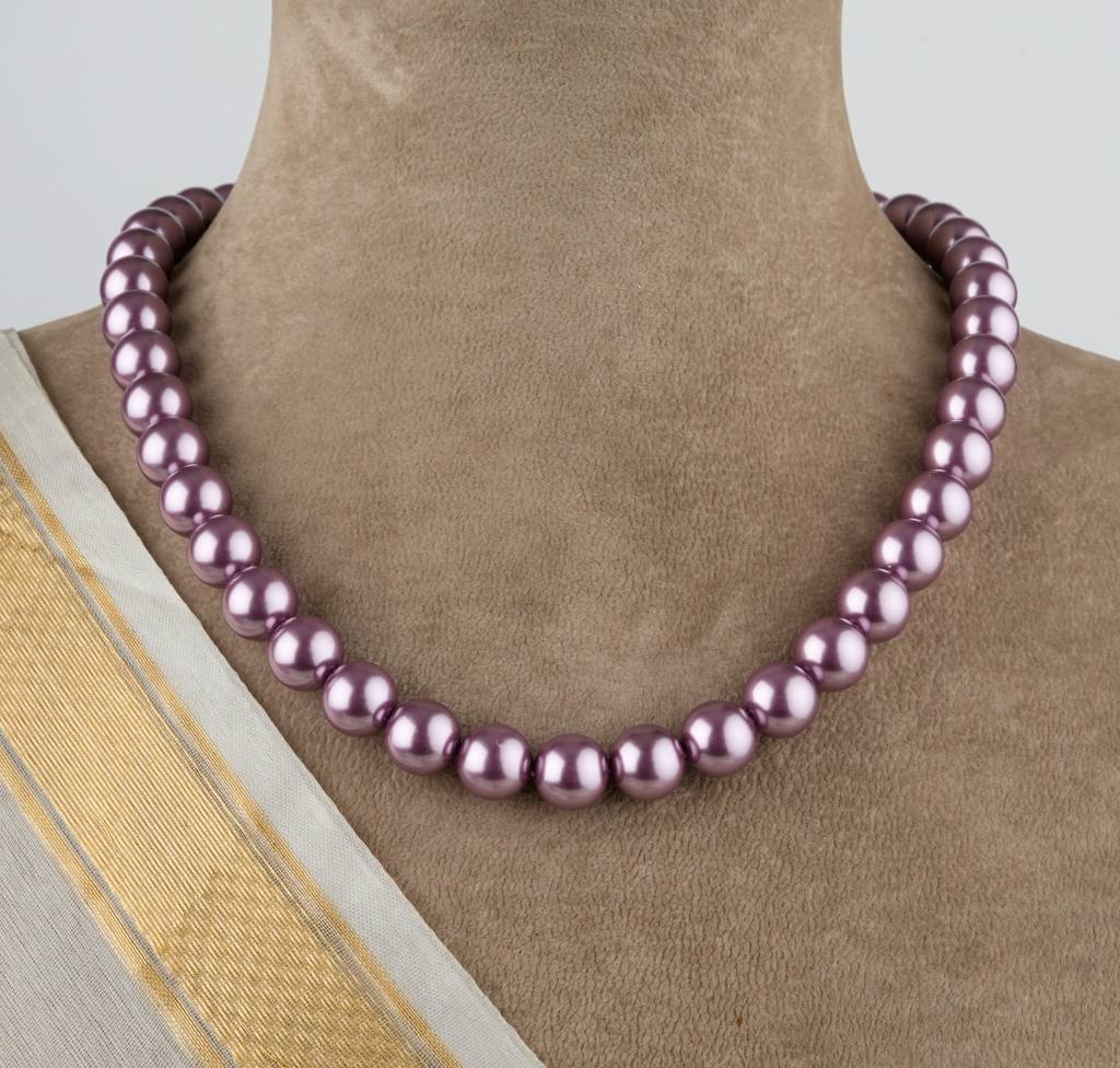 Raspberry Pink Pearls Necklace Set : PRMBS04