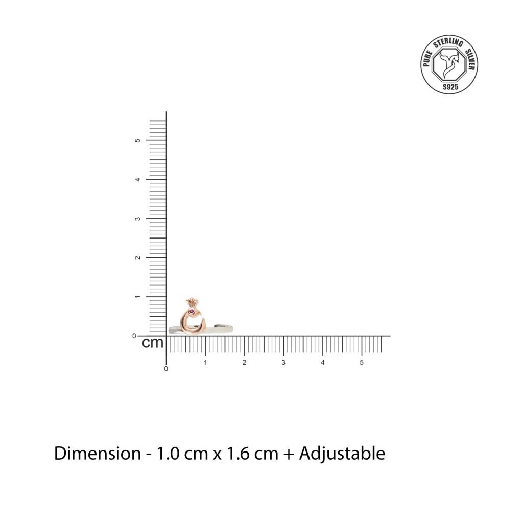 Peacock Crown Silver & Rose Gold Toe Ring : TRTOBJX0020