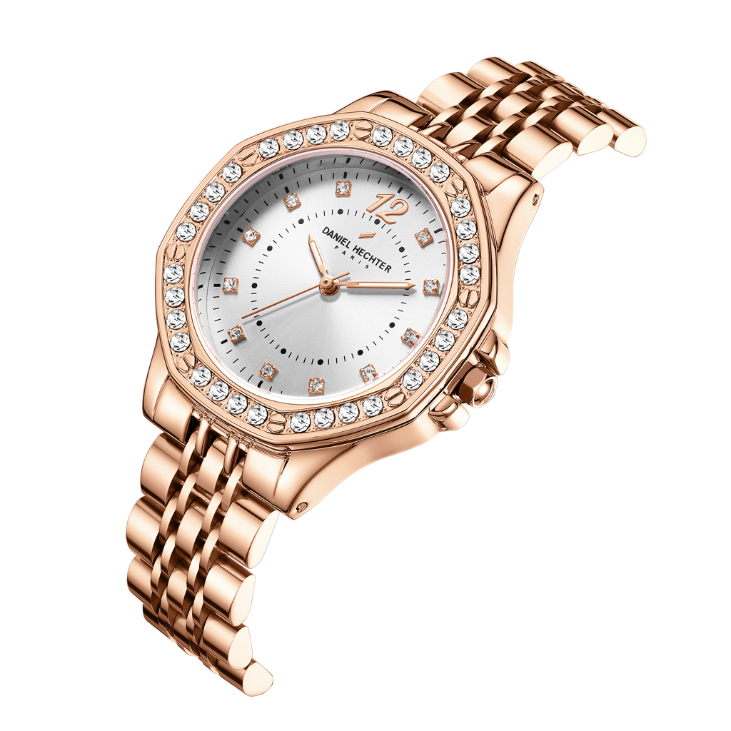 Daniel Hechter Paris Vendome Collection Analog Watch For Women With Crystal Studded Bezel, Crystal Accents And St : DHW2009-22