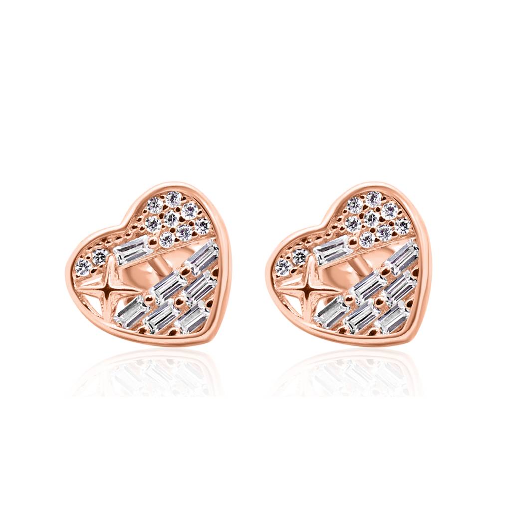 925 Pure Silver Zircon Studded Rose Gold Chain Pendant Set-Cps1018 : CPS1018