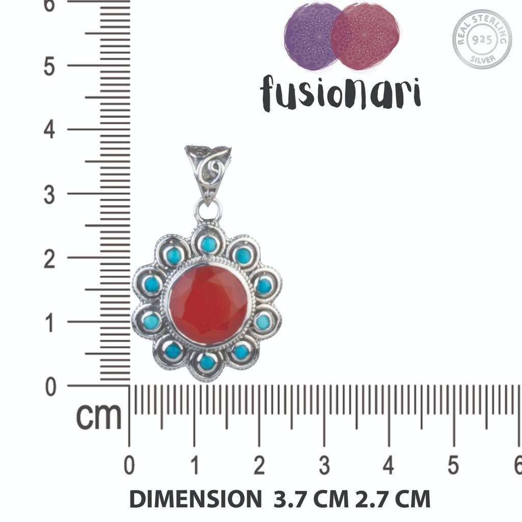925 Sterling Silver Carnelian Pendant For Women | Orange Gemstone Pendant | Without Chain : FU-0739
