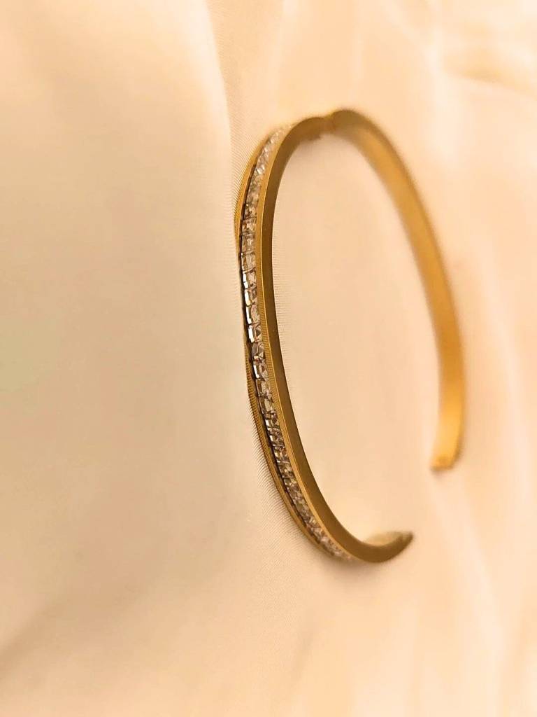 Elegant Ad Studded Bracelet Â 316L Stainless Steel | Gold Finish : ATB522FSB