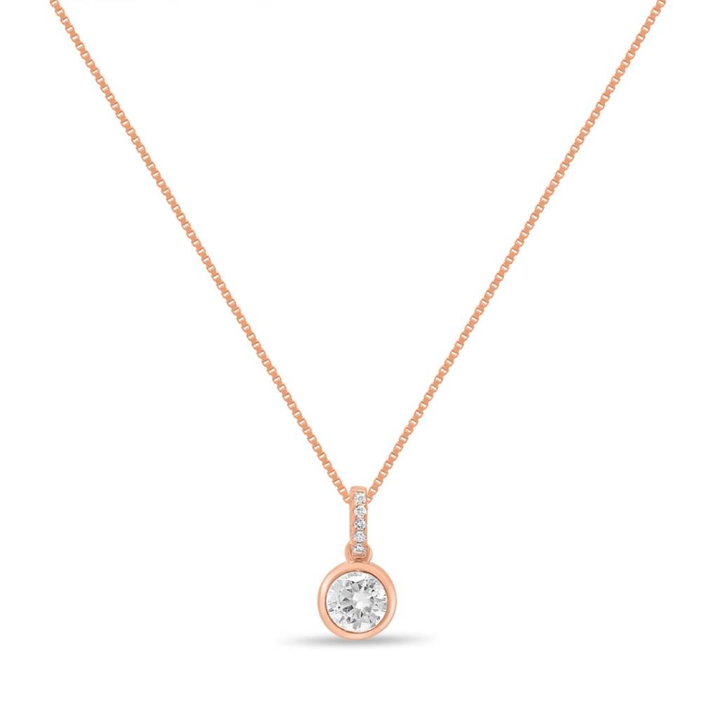 Solo Sparkle Rose Gold Plated 925 Sterling Silver Jewellery Set : JS-70187-C-RG
