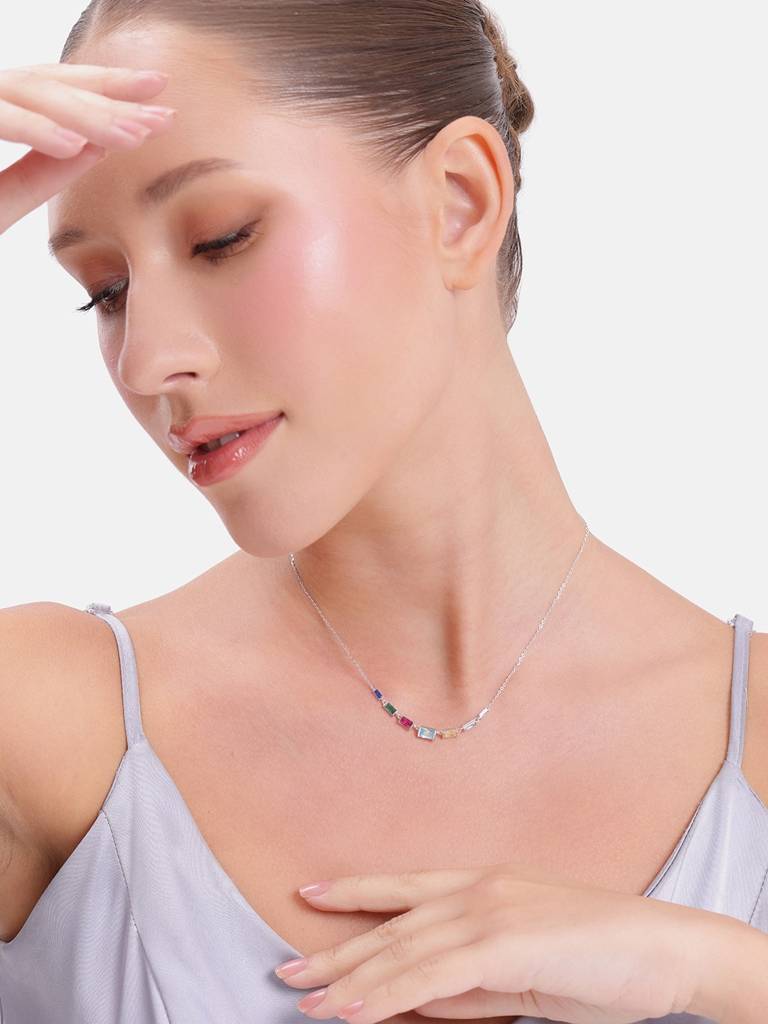 925 Silver Prismpop Baguette Crystal Necklace : WNH00126